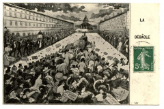 Postcard, "La Debacle" [graphic] – [between 1898 and 1908]. Jewish Public Library Archives, 1318_014.