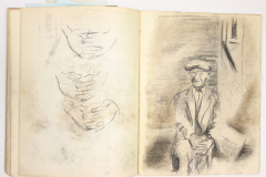 Sketchbook excerpt, "Untitled", 1949. Joseph Prezament. Jewish Public Library Archives, 1360_00003_10.