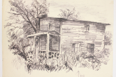 Drawing, "Country house exterior", [between 1960 and 1980]. Joseph Prezament. Jewish Public Library Archives, 1360_00146.